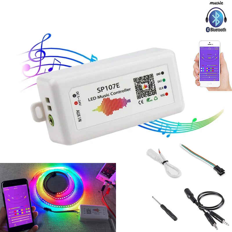 LED Controller with Bluetooth Control SP107E (960 px, RGB, WS2811, WS2812B, WS2813, SK6812) (5-24 V)