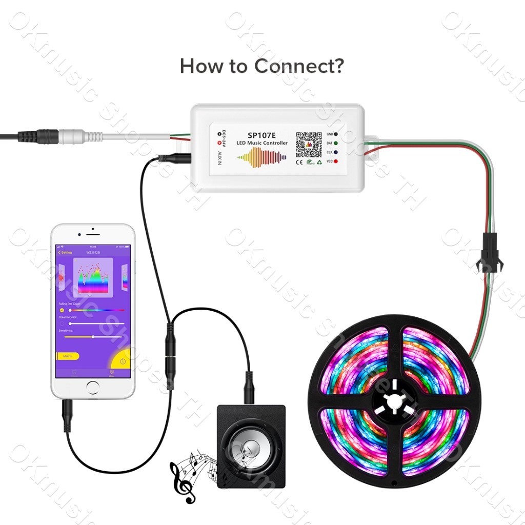 LED Controller with Bluetooth Control SP107E (960 px, RGB, WS2811, WS2812B, WS2813, SK6812) (5-24 V)