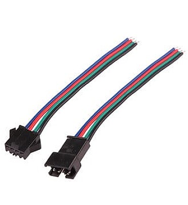 Pair (Male + Female) Connector Wire Cable 4pin for RGB LED Strip Light