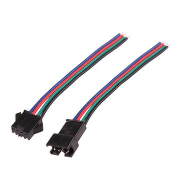 Pair (Male + Female) Connector Wire Cable 4pin for RGB LED Strip Light