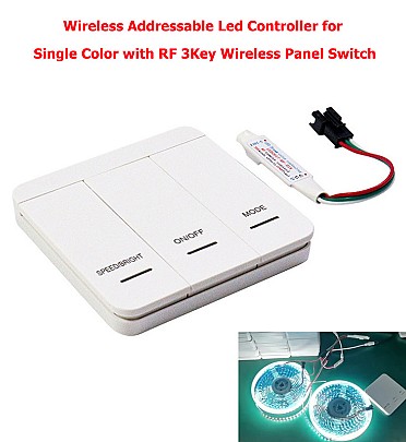Wireless Addressable Led Controller for Single Color with RF 3Key Wireless Panel Switch (DC12-24V)