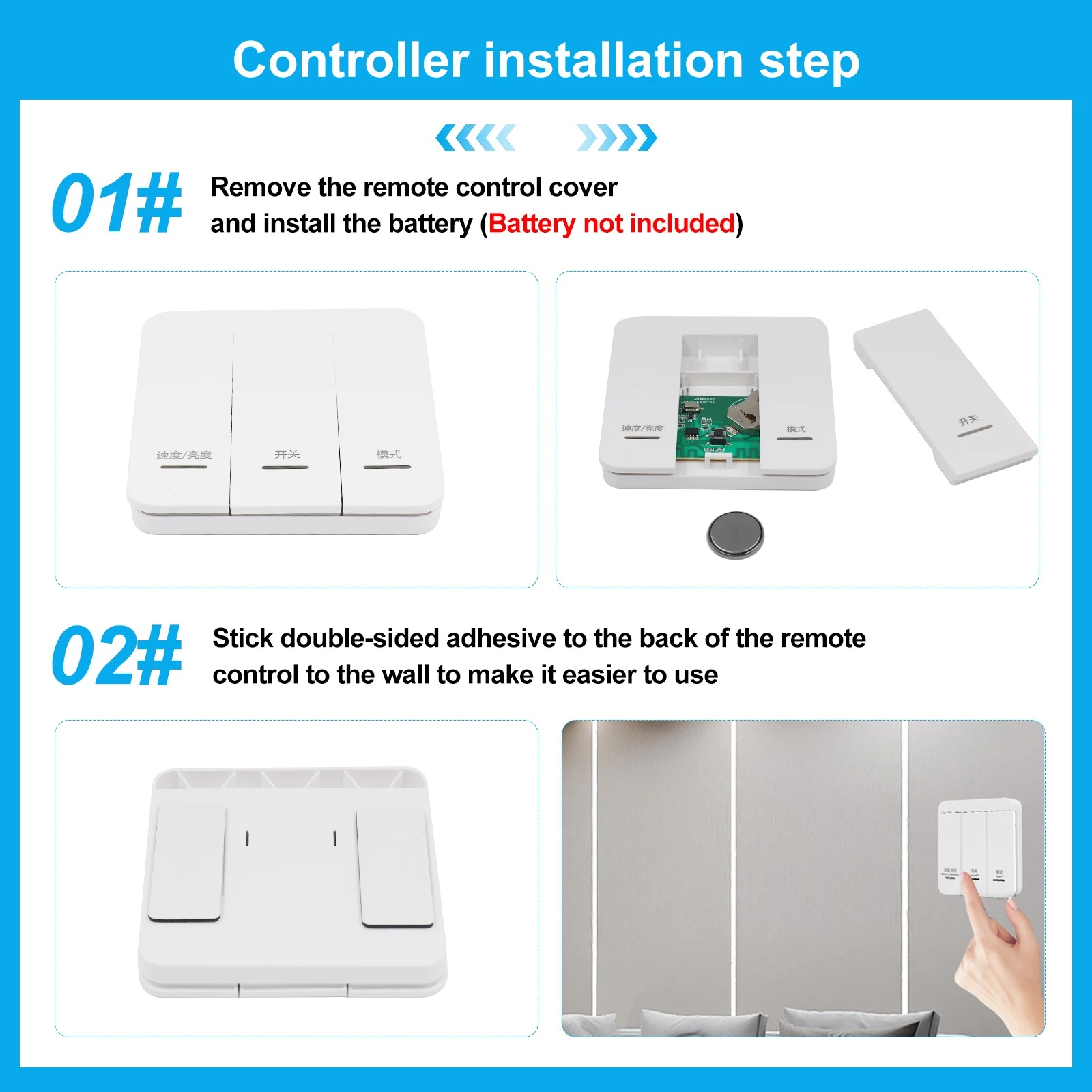 Wireless Addressable Led Controller for Single Color with RF 3Key Wireless Panel Switch (DC12-24V)