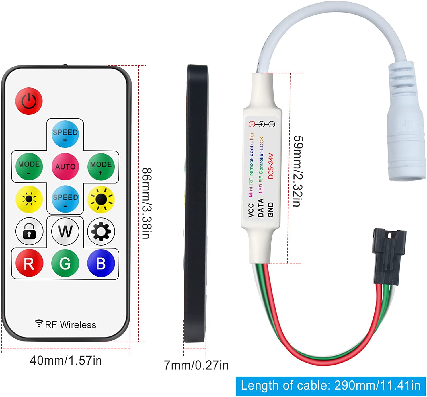 LED Dream-Color Controller 14 Key RF Remote For WS2811 WS2812 WS2812B LED Strip ( DC5V-24V )