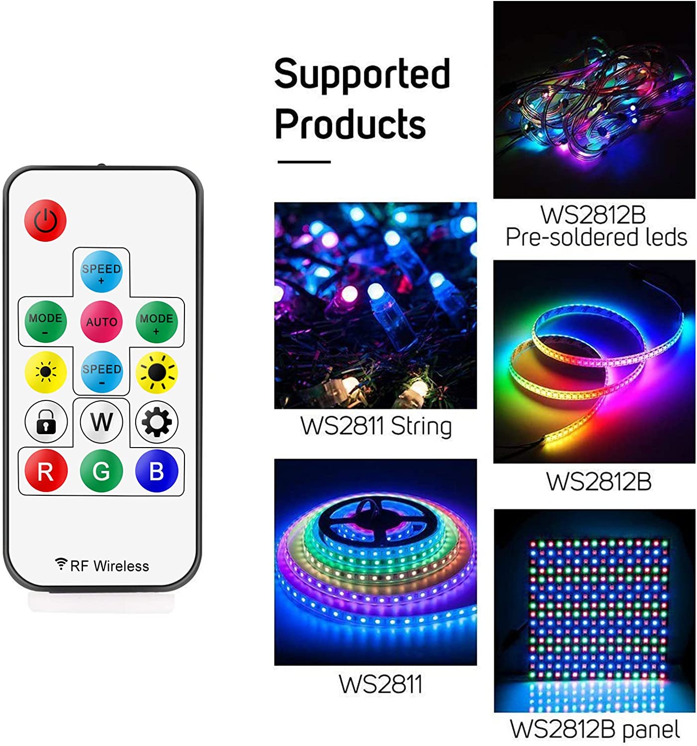 LED Dream-Color Controller 14 Key RF Remote For WS2811 WS2812 WS2812B LED Strip ( DC5V-24V )