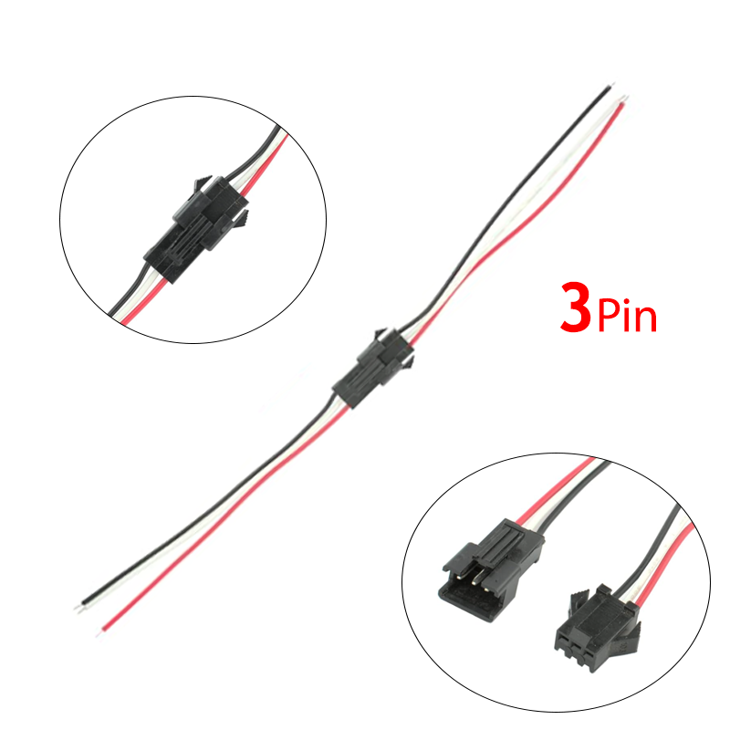 Pair JST SM Connector Wire Cable Male & Female (3Pin-2.54mm)