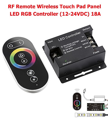RF Remote Wireless Touch Pad Panel LED RGB Controller (12-24VDC) 18A