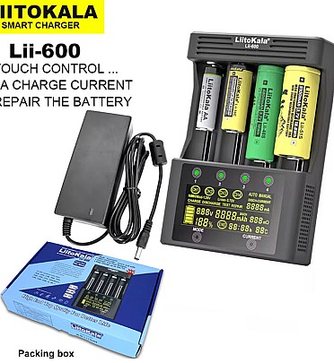 LiitoKala Lii-600 LCD Battery Charger and Capacity Tester 4 Slots For (Li-ion 3.7V) (NiMH&NiCd 1.2V)