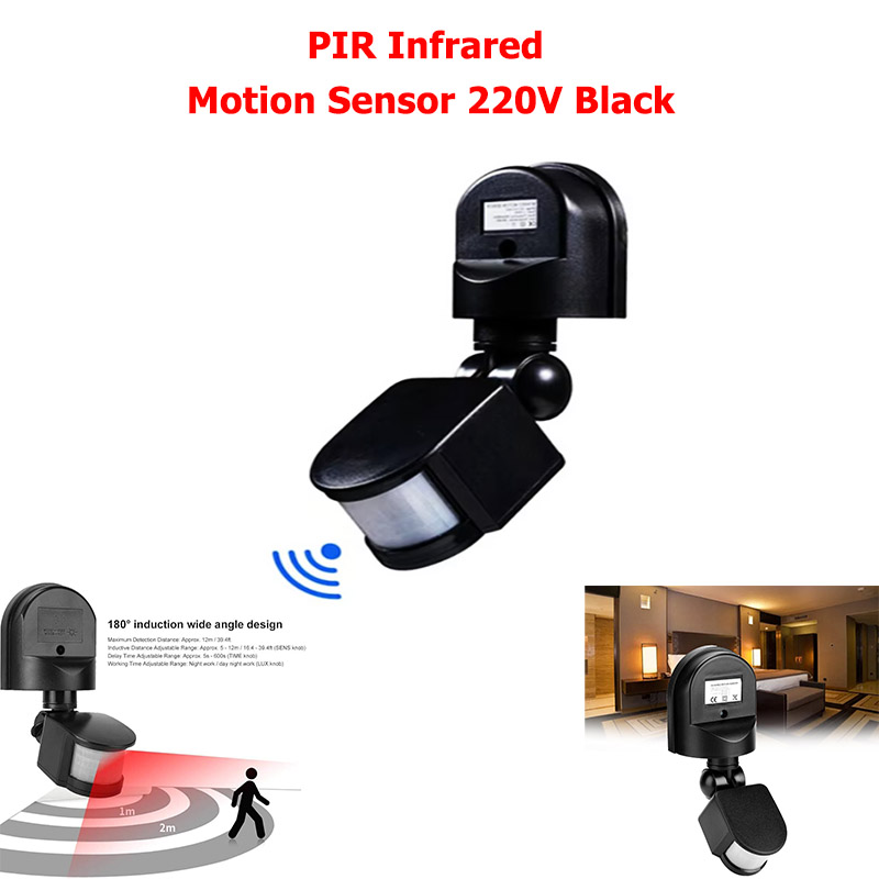 Outdoor PIR Infrared Motion Sensor Switch 220V -10A  (Black)