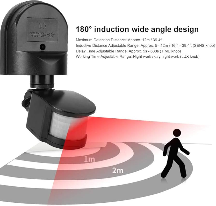 Outdoor PIR Infrared Motion Sensor Switch 220V -10A  (Black)