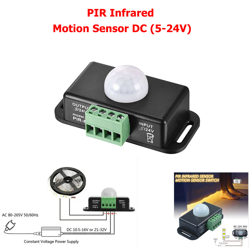 Infrared PIR Motion Sensor Switch (PIR-8) DC 5V-24V & 6A