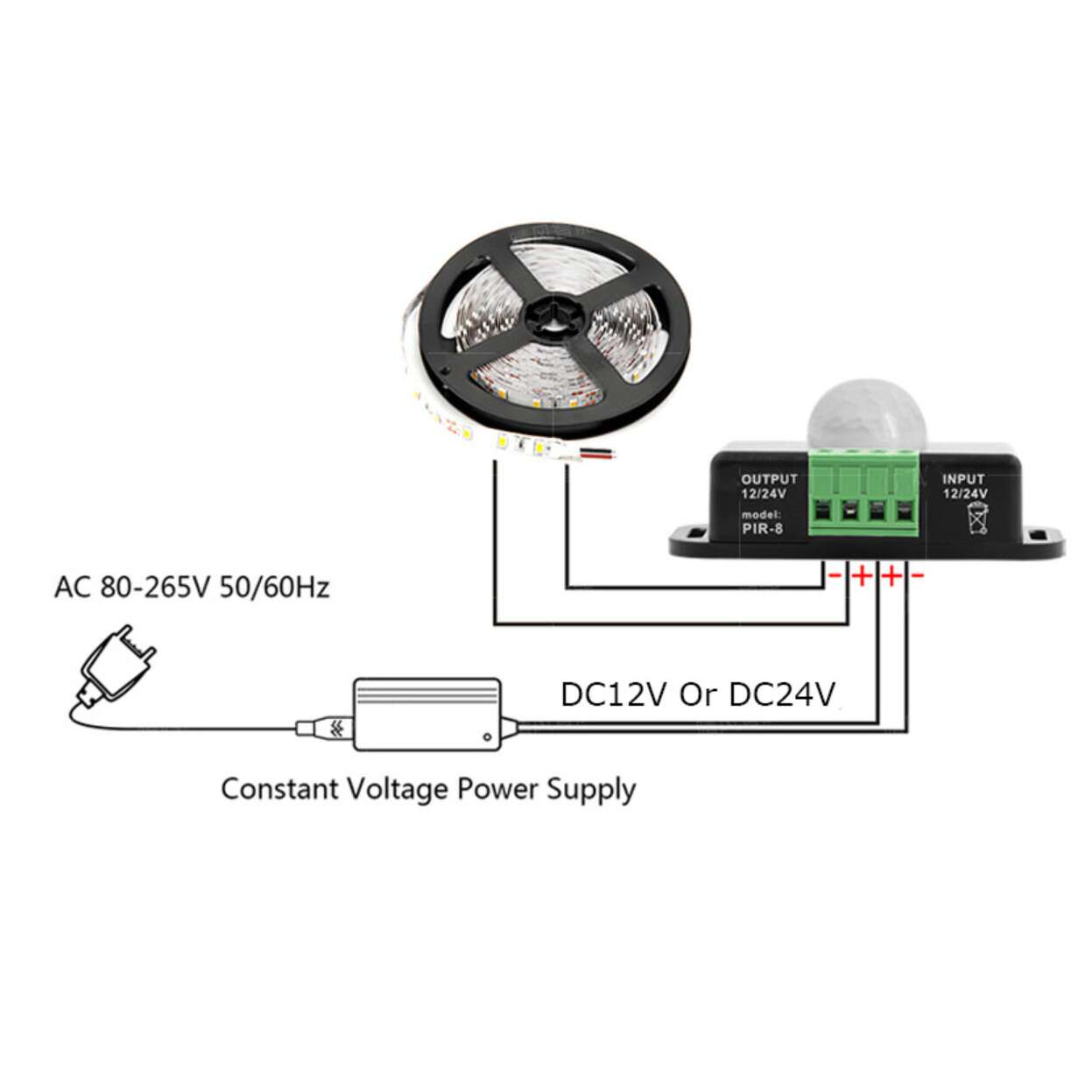 Infrared PIR Motion Sensor Switch (PIR-8) DC 5V-24V & 6A