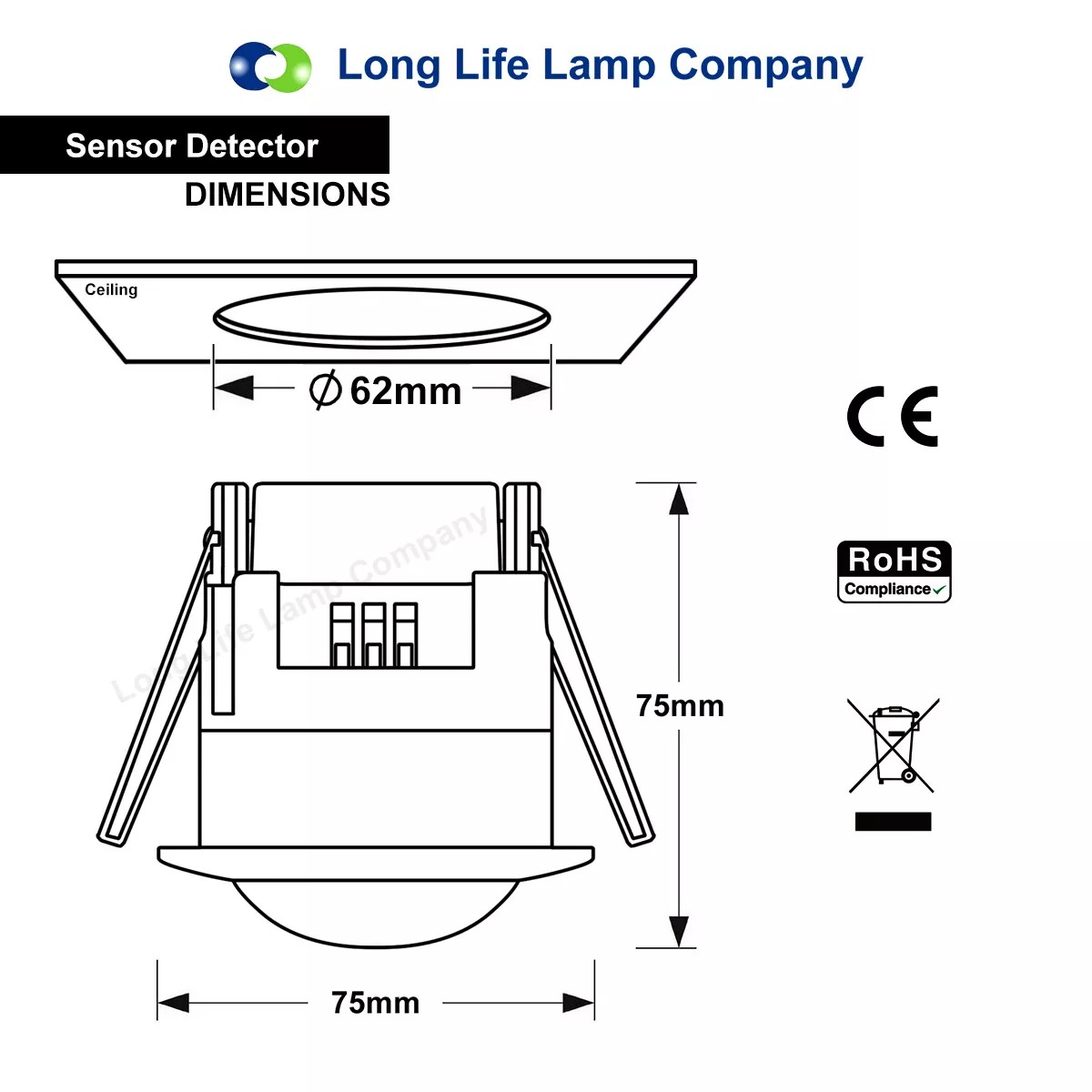 Recessed Ceiling PIR Infrared Motion Sensor Switch 220V