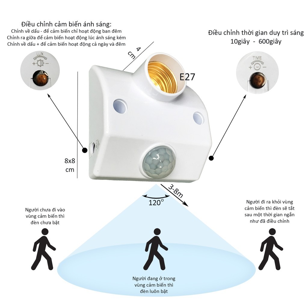 Human PIR Infrared Motion Sensor 220V Switch With Lamp Holder Light Holder for LED Lamp