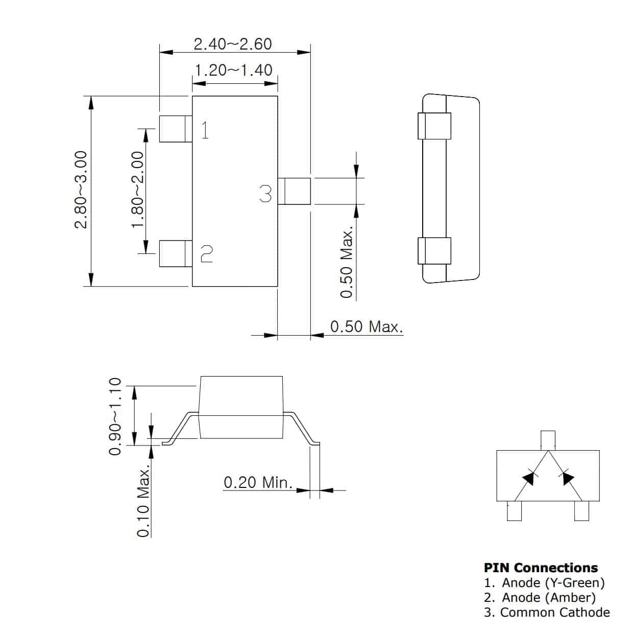 SAM2333 Dual Chip LED Red/Green (Sot-23)