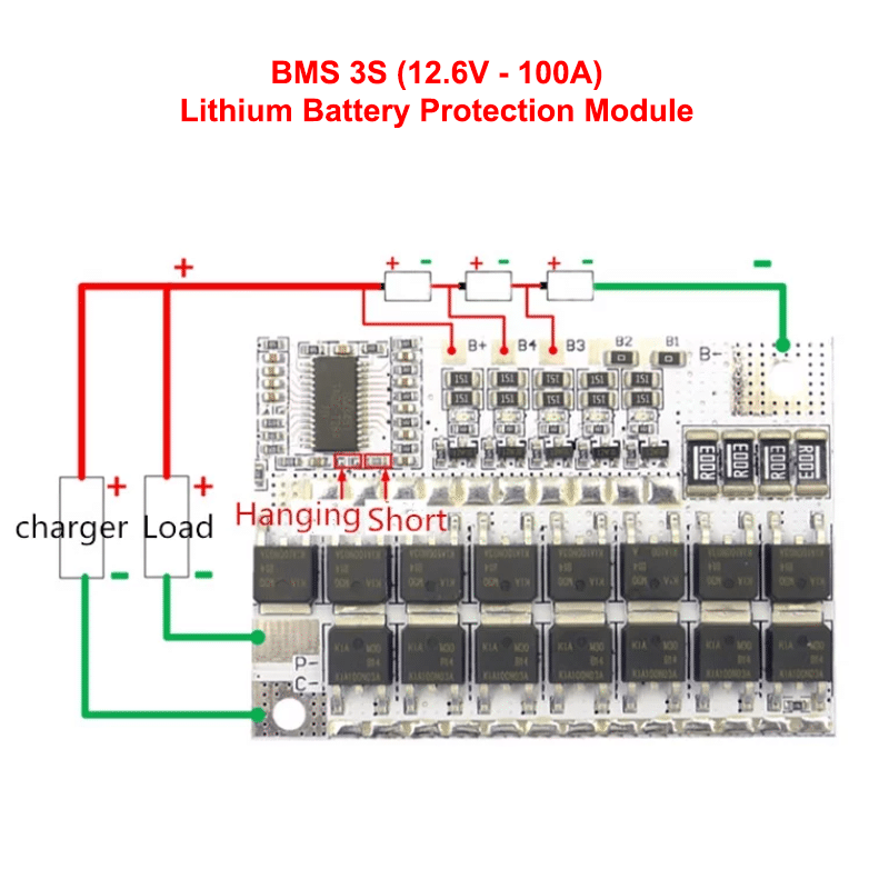 BMS 3S (12.6V - 100A) Lithium Battery Protection Module