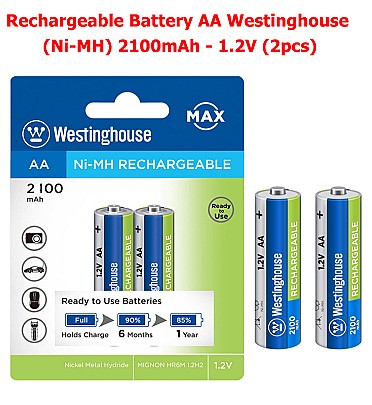 Rechargeable Battery AA Westinghouse (Ni-MH) 2100mAh - 1.2V (2pcs)
