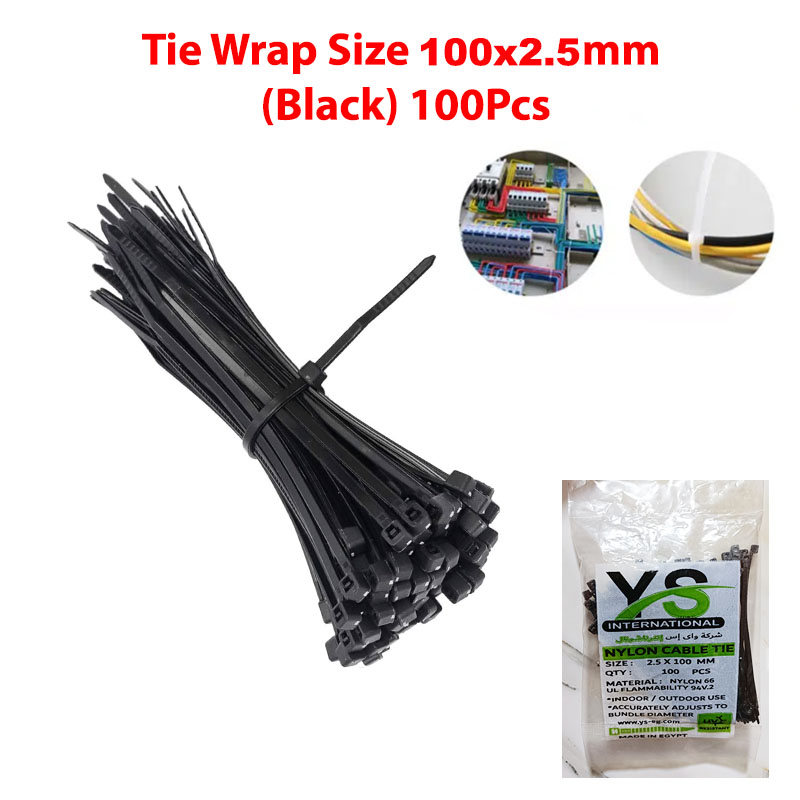 Tie Wrap Size 100x2.5mm (Black) 100Pcs