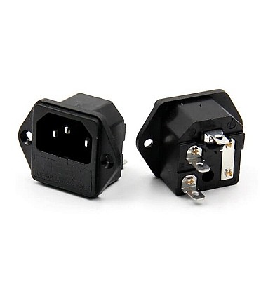 AC Power Socket 3Pins Plug Male Connector With Fuse – Panel Mount (AC-03)