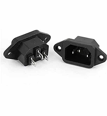 AC Power Socket 3Pins Plug Male Panel Mount  (10A - 250Vac) Connector (AC-04)