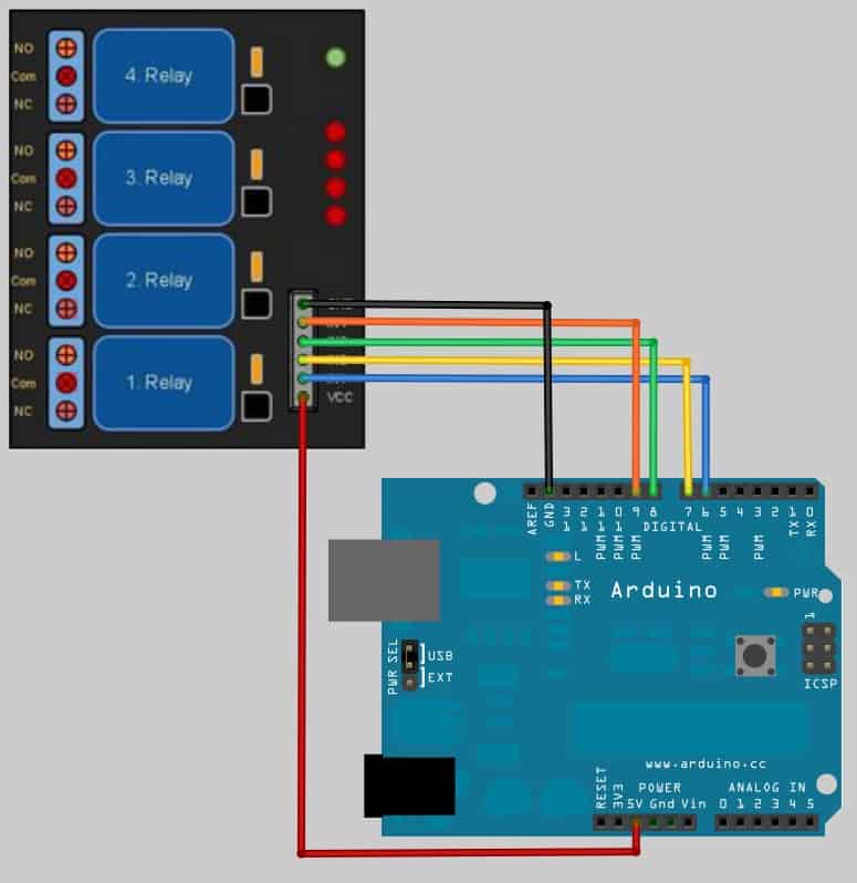 Relay Module (5V-10A) 4Channel (Low level trigger)