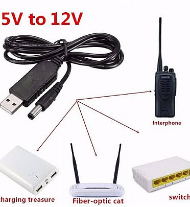 USB Power Cable to Male Adapter Jack 5.5×2.1mm 5V to 12v