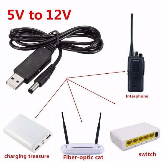 USB Power Cable to Male Adapter Jack 5.5×2.1mm 5V to 12v
