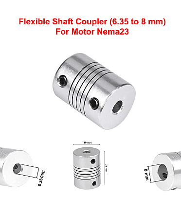 Flexible Shaft Coupler (6.35 to 8 mm) For Stepper Motor Nema23 And 3D Printer