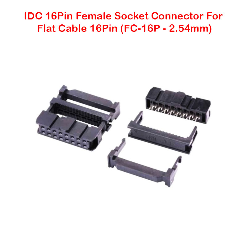 IDC 16Pin Female Socket Connector For Flat Cable 16Pin (FC-16P - 2.54mm)
