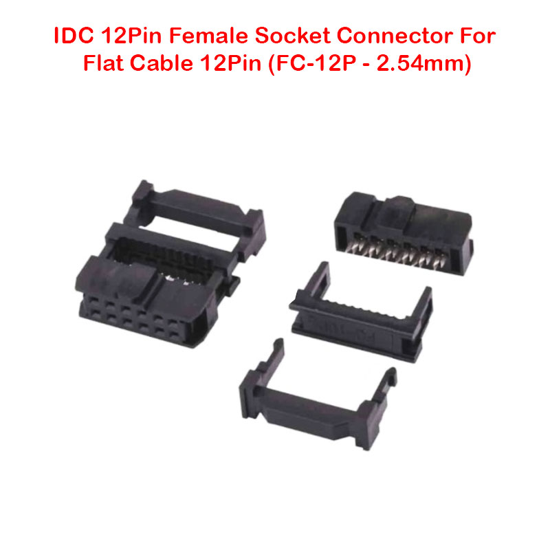 IDC 12Pin Female Socket Connector For Flat Cable 12Pin (FC-12P - 2.54mm)