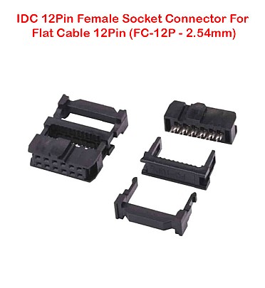 IDC 12Pin Female Socket Connector For Flat Cable 12Pin (FC-12P - 2.54mm)