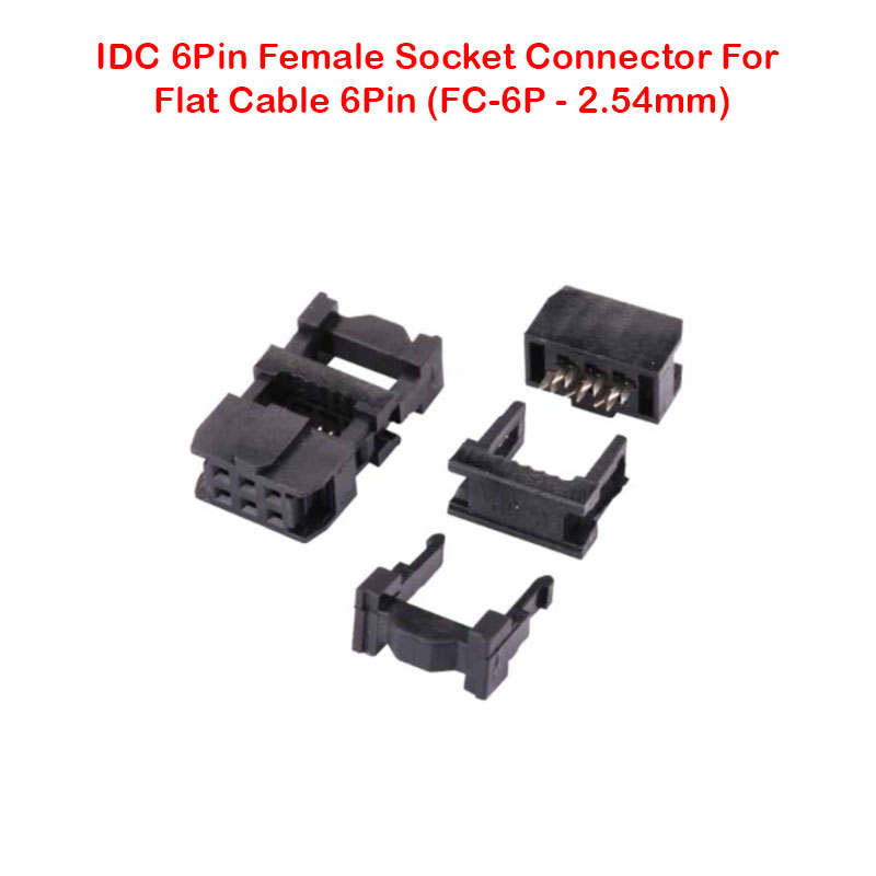 IDC 6Pin Female Socket Connector For Flat Cable 6Pin (FC-6P - 2.54mm)