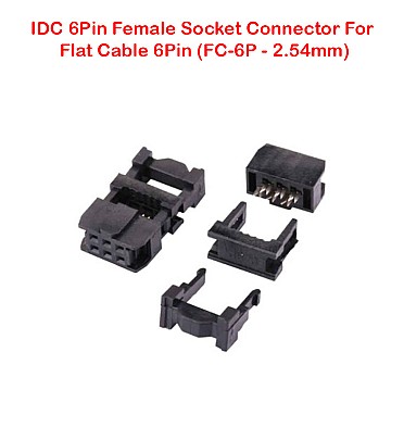 IDC 6Pin Female Socket Connector For Flat Cable 6Pin (FC-6P - 2.54mm)
