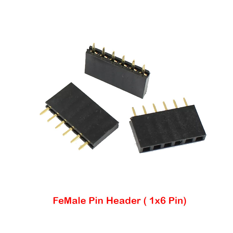 Single FeMale Pin Header Straight (1x6 Pin - 2.54mm)