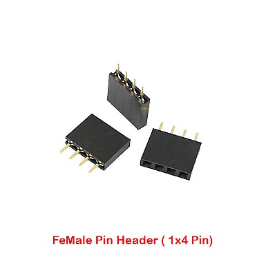 Single FeMale Pin Header Straight (1x4 Pin - 2.54mm)