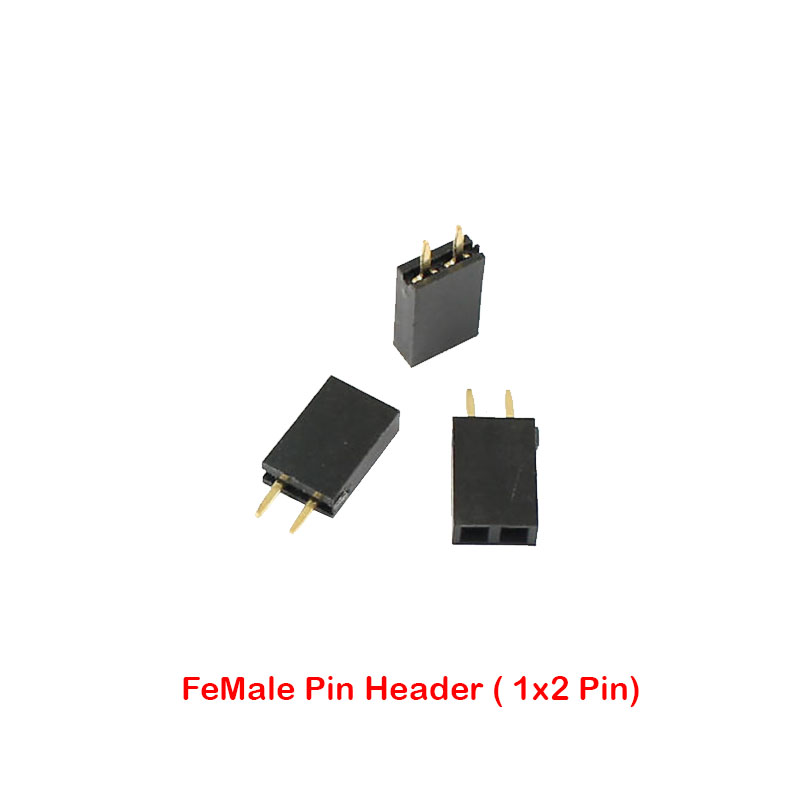 Single FeMale Pin Header Straight (1x2Pin - 2.54mm)