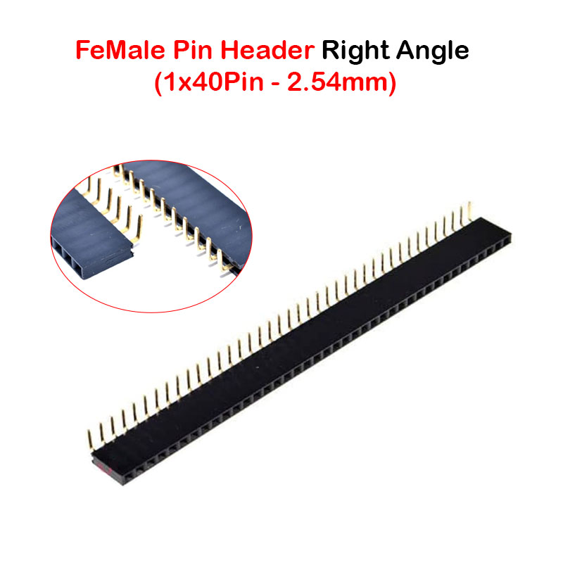 Single FeMale Pin Header Right Angle (1x40Pin - 2.54mm)