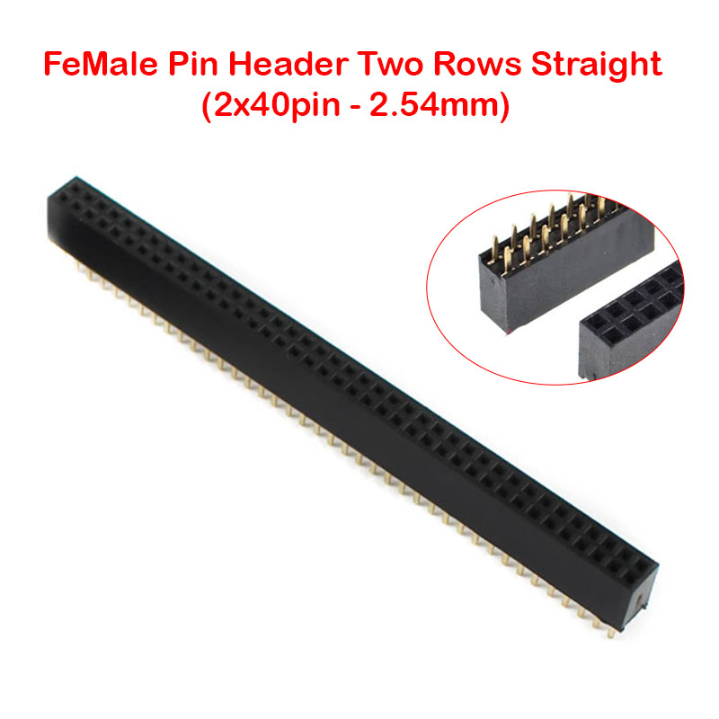 Double FeMale Pin Header Two Rows Straight (2x40pin - 2.54mm)