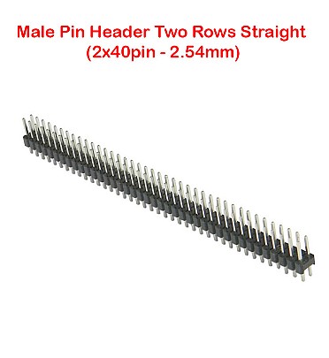 Double Male Pin Header Two Rows Straight (2x40pin - 2.54mm)