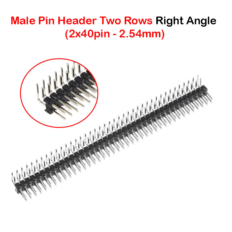 Double Male Pin Header Two Rows Right Angle (2x40pin - 2.54mm)
