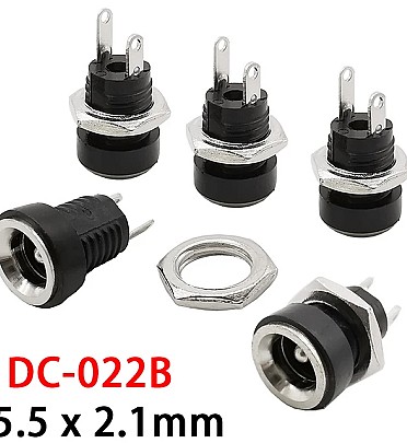 Female DC Power 2.1mm Connector for Box – Plastic (DC-022B)