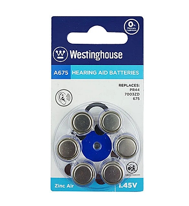 Westinghouse A675 Hearing Aid Battery 1.45V - Silver (6PCS)