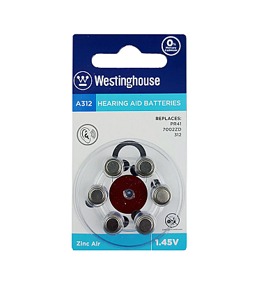 Westinghouse A312 Hearing Aid Battery 1.45V - Silver (6PCS)