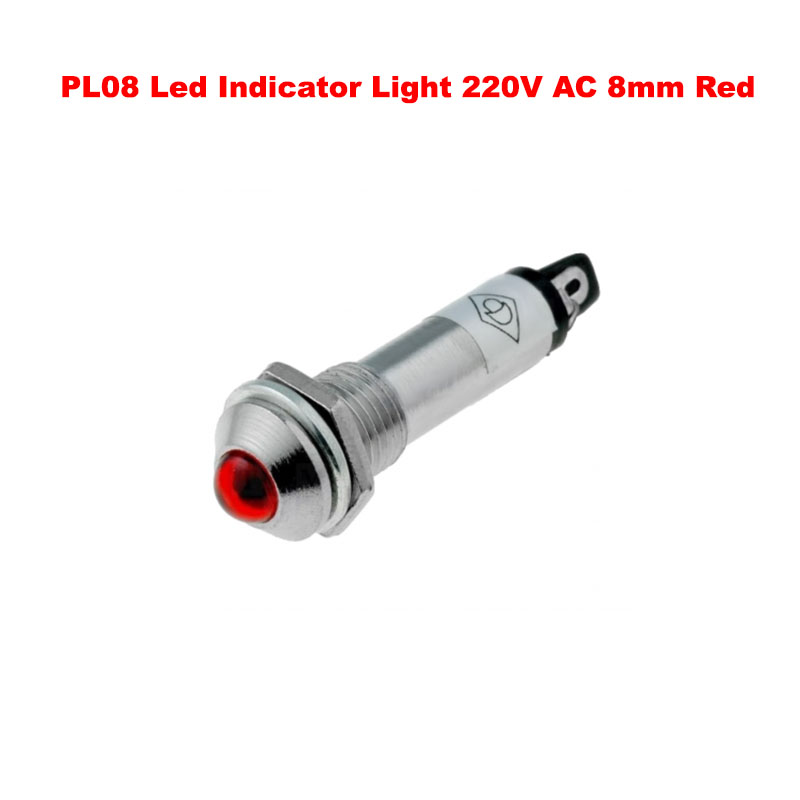 Led Indicator Light 220VAC (Red) With Metal Cover PL08 (8mm)