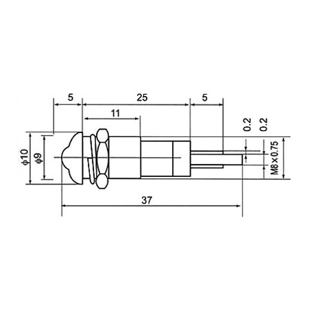 Led Indicator Light 220VAC (Red) With Metal Cover PL08 (8mm)