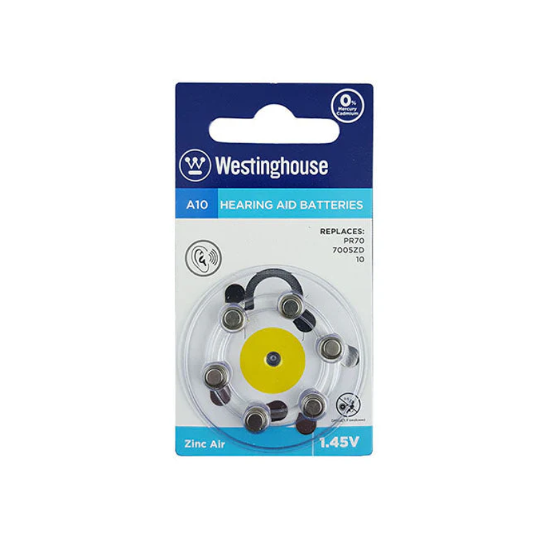 Westinghouse A10 Hearing Aid Battery 1.45V - Silver (6PCS)