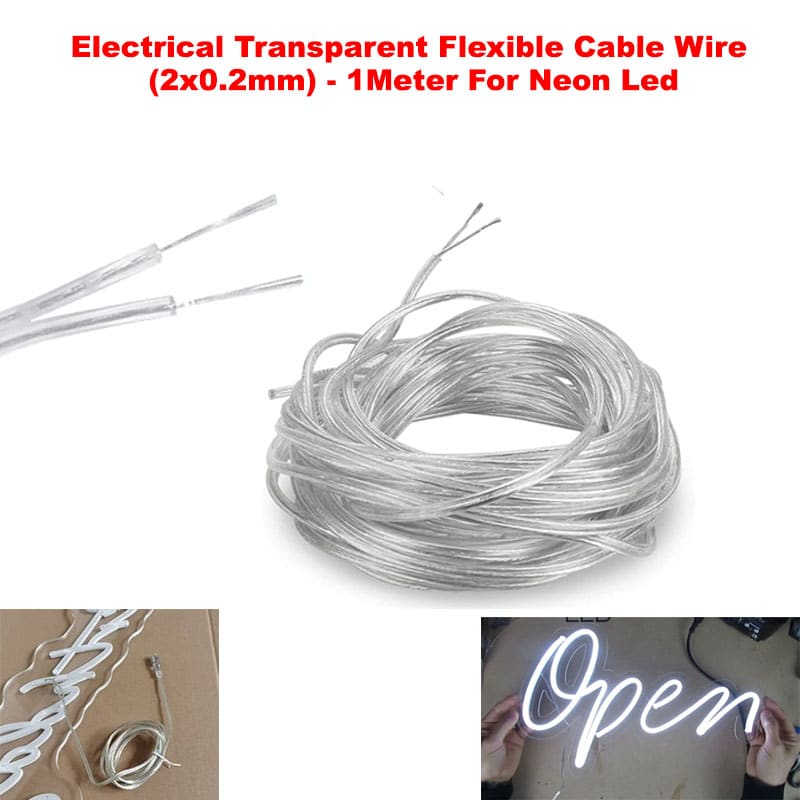 Electrical Transparent Flexible Cable Wire (2x0.2mm) - 1Meter For Neon Led