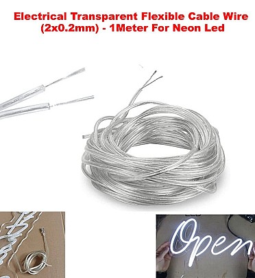 Electrical Transparent Flexible Cable Wire (2x0.2mm) - 1Meter For Neon Led