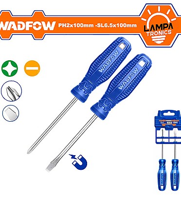 Screwdriver (+) (-) (PH2x100mm -SL6.5x100mm) Plastic Hand WADFOW - WSS2302