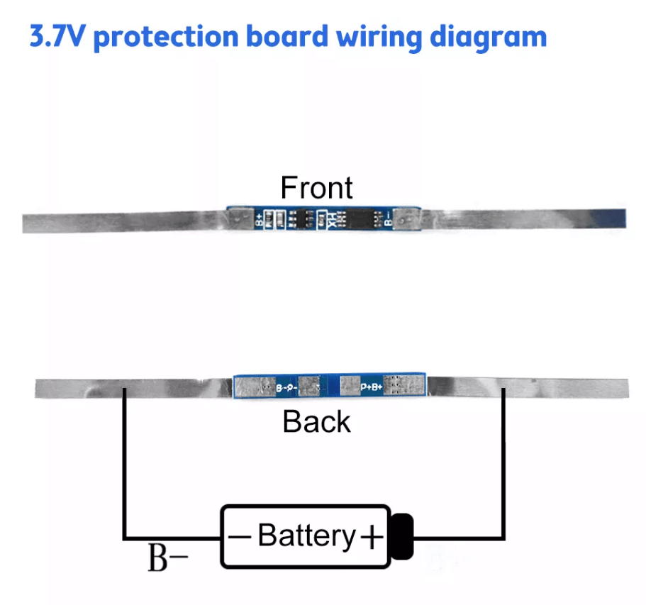 BMS 1S (3.7V -3A) Lithium Battery Protection Board with Solder Belt