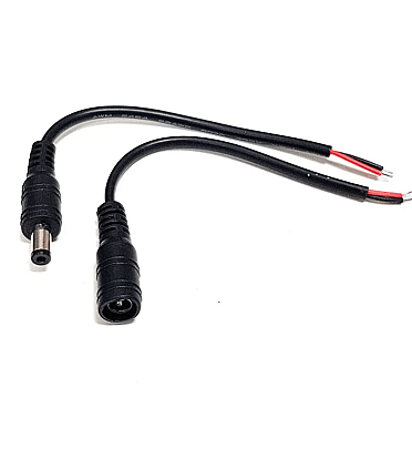 Pair DC Plug Jack Connector (Male + Female) with Wire 5.5×2.1mm